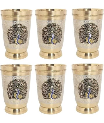 A & H ENTERPRISES - Brass Glasses Set 250 ml ( Pack of 6 )