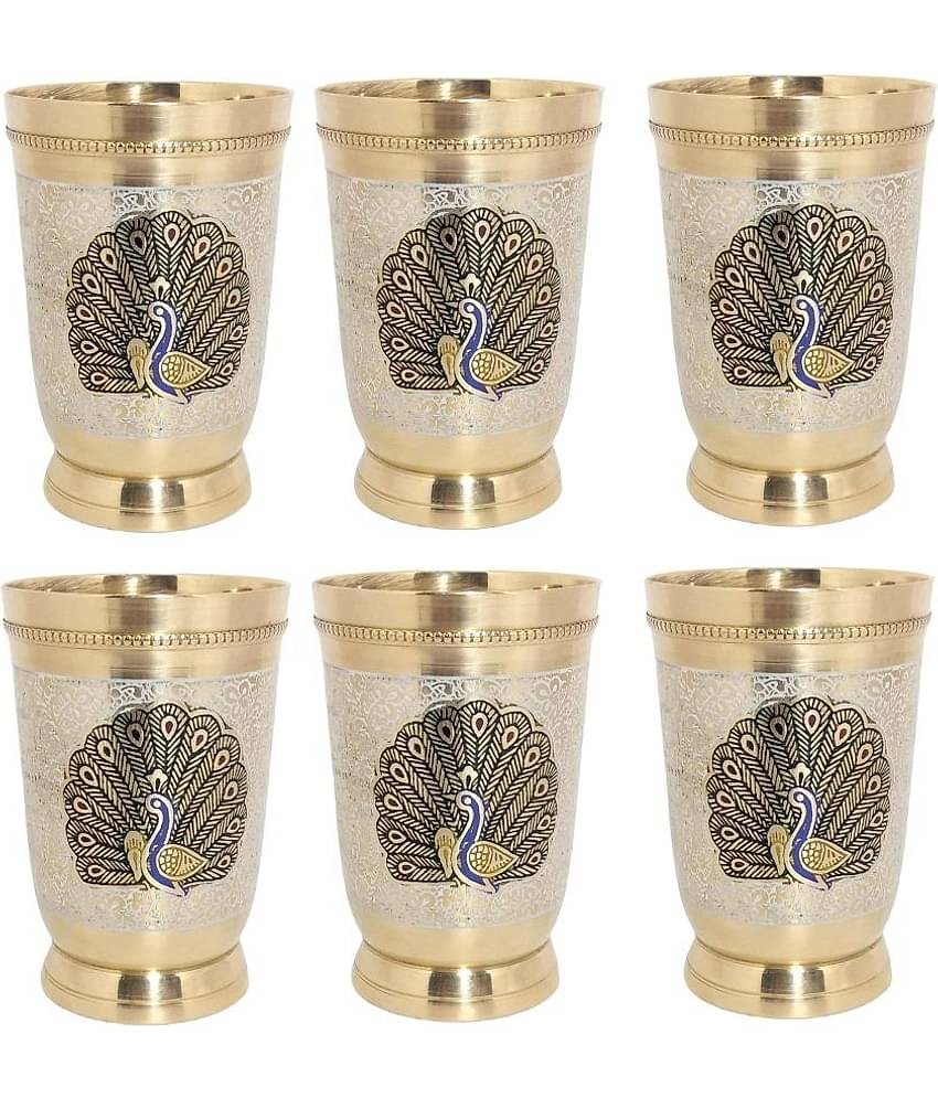 A & H ENTERPRISES - Brass Glasses Set 250 ml ( Pack of 6 )