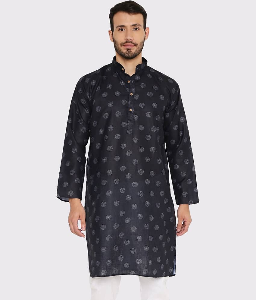 Maharaja - Blue Linen Men's Regular Kurta ( Pack of 1 )