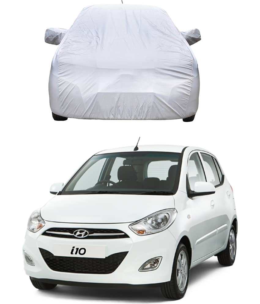 CARNEST Car Body Cover for Hyundai i10 [2011-2015] With Mirror Pocket ( Pack of 1 ) , Silver