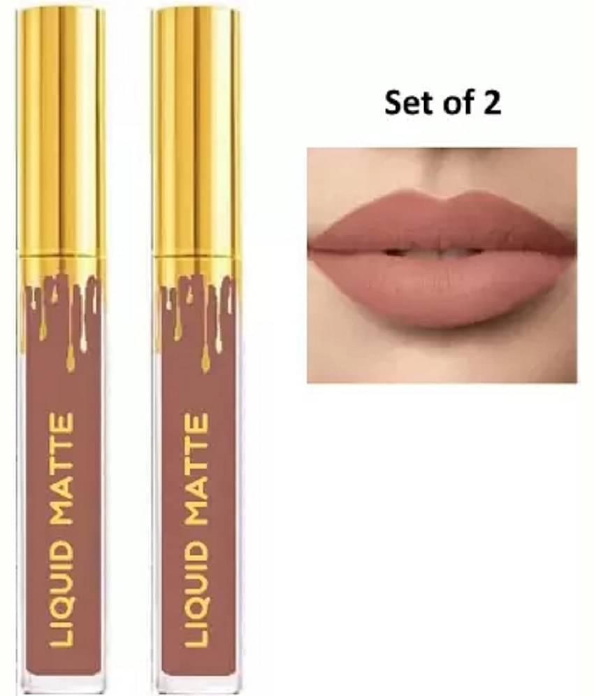 BLUSHIS Waterproof Nude Matte Lipstick (Pack of 2)