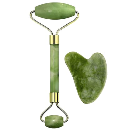 Facial Massager Jade Face Roller & Gua Sha Stone for Face Neck, Multicolor