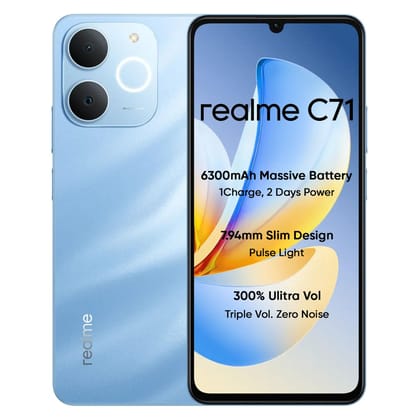 realme C71 4G Smartphone 4GB+64GB,6.745 inch Screen, 90Hz Eye Comfort Display, 6300mAh Battery, 37MP Cameras, Unisoc T7250 Chip, IP54, Sea Blue realme C71 4G Smartphone 4GB+64GB,6.745 inch Screen, 90Hz Eye Comfort Display, 6300mAh Battery, 37MP Cameras, 
