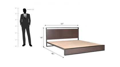 Wakeup India Indo Queen Size Powder Coated Metal Bed with Solid Sheesham Wood (78x60 inch)