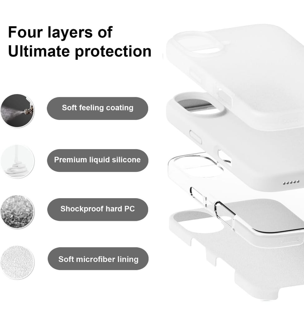 LIRAMARK Liquid Silicone Soft Back Cover Case for Apple iPhone 16 Plus