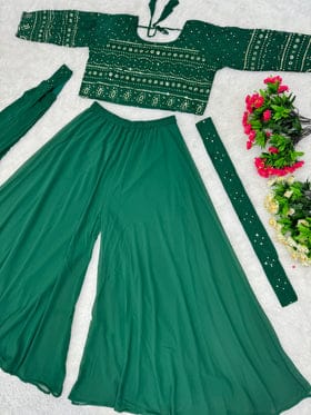 Designer Party Wear Choli And Sharara With Beautiful Dupatta Designer Party Wear Choli And Sharara With Beautiful Dupatta