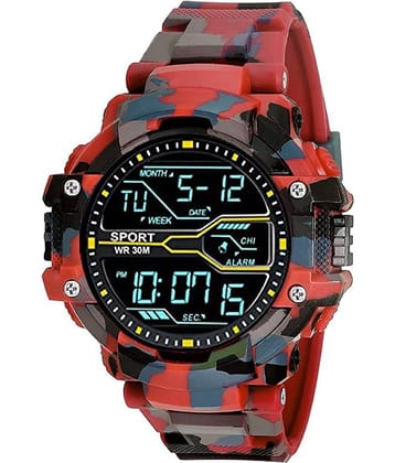 Hala - Red PU Digital Men's Watch