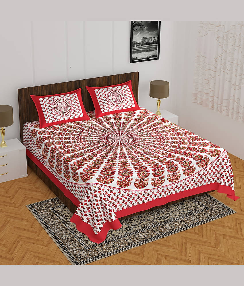 Cosito Cotton 1 Double Bedsheet with 2 Pillow Covers ( Multicolor )