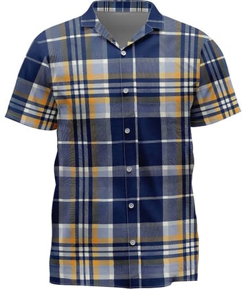Leotude Cotton Blend Regular Fit Colorblock Half Sleeves Men's Casual Shirt - Blue ( Pack of 1 )