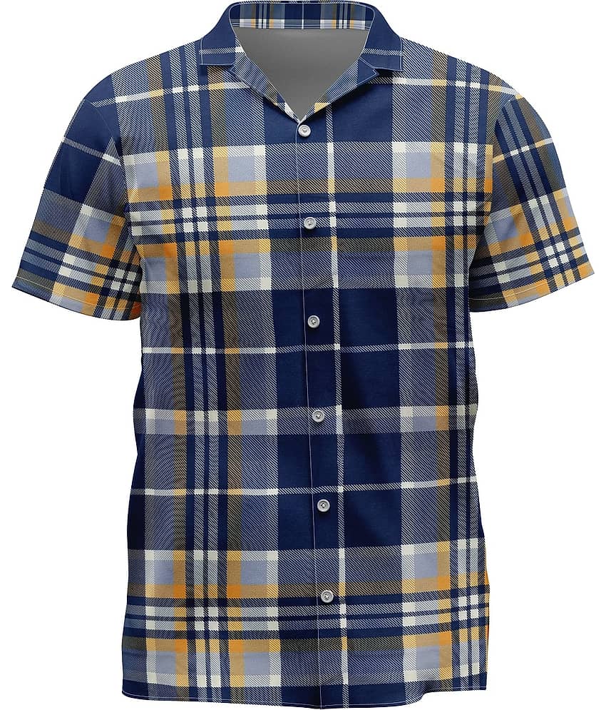 Leotude Cotton Blend Regular Fit Colorblock Half Sleeves Men's Casual Shirt - Blue ( Pack of 1 )