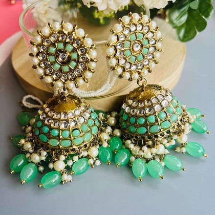 Nayaab prisha jhumki-Mint green