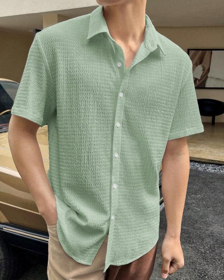 Modern Charm: Light Green Fabulous Seersucker Shirt by GlamaStitch-S