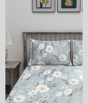 HIDECOR Sky Blue Microfiber 1 Double King Bedsheet with 2 Pillow Covers ( 254 cm x 228 cm )