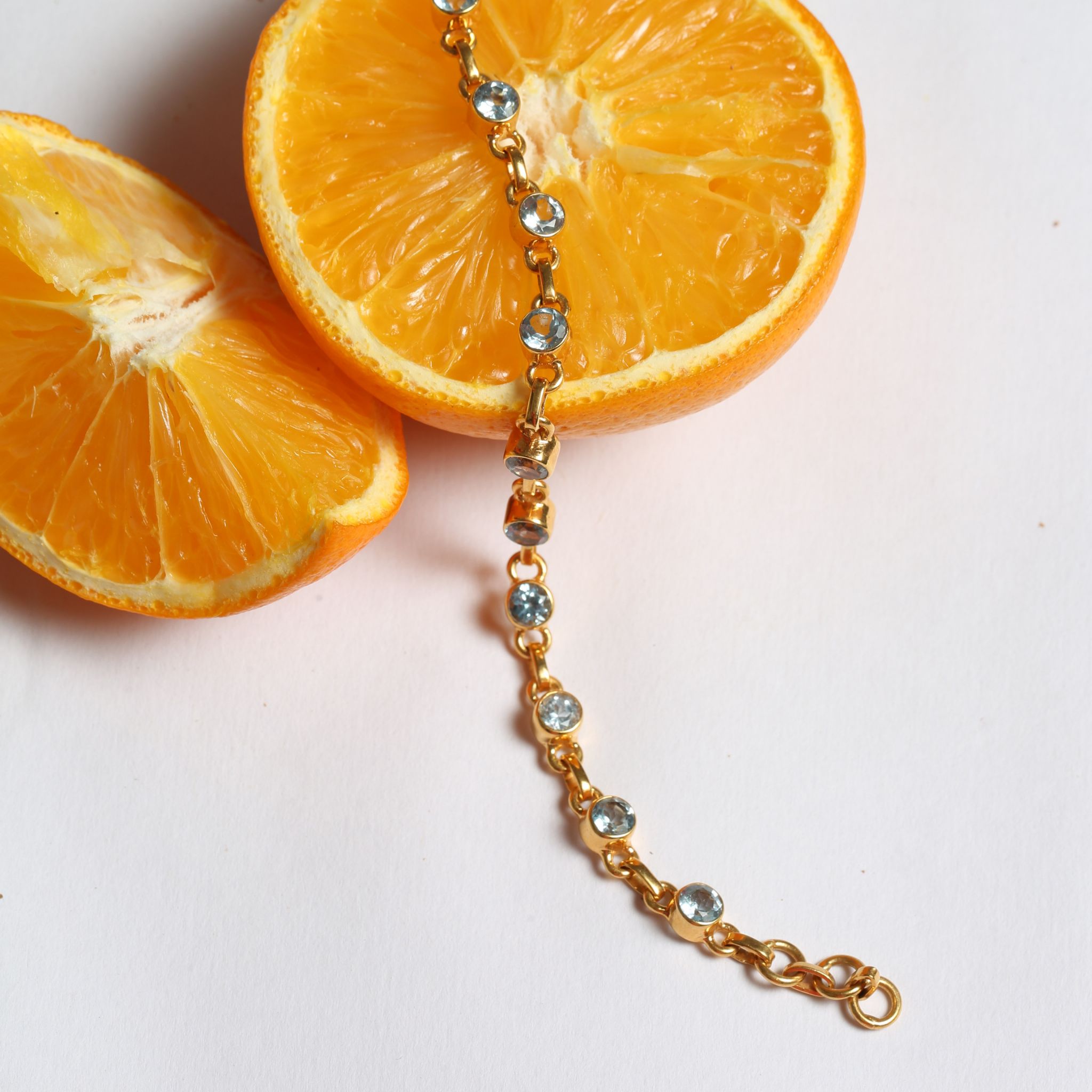 Clik Aquamarine 18K Gold Plated Silver 925 Bracelet