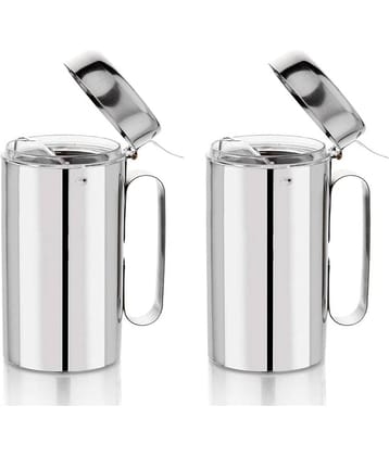 ATROCK Oil Dispenser 1litre Steel Silver Oil Container ( Set of 2 )