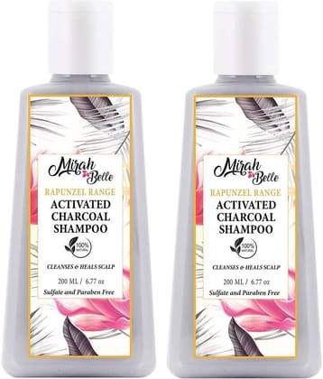 Mirah Belle Natural & Organic - Activated Charcoal Cleansing & Healing Scalp-  Paraben Free Shampoo 200 mL Pack of 2