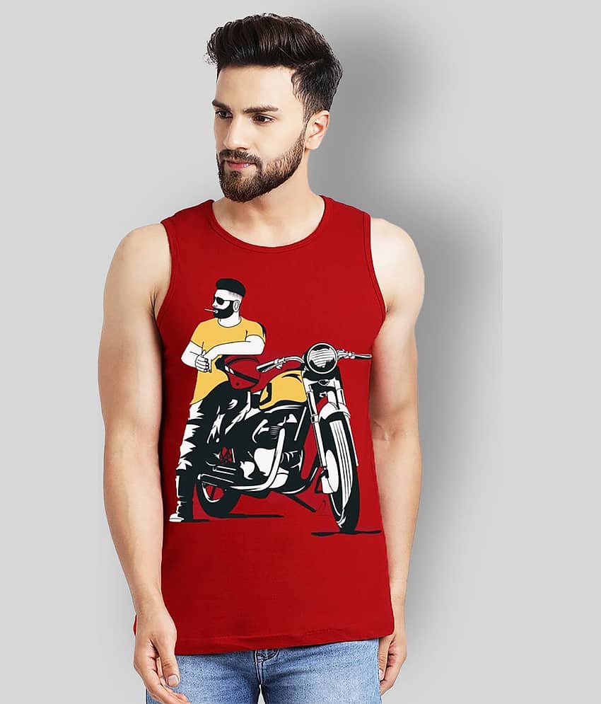 Leotude Pack of 1 Cotton Blend Sleeveless Vest For Men ( Red )