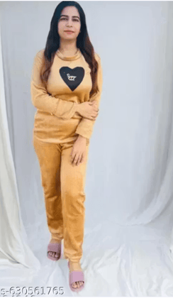 Stylish Women's Woolen Nightsuit( Beige)