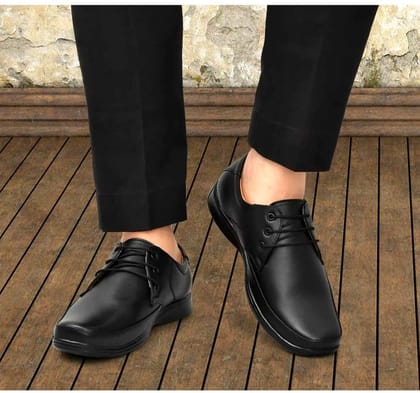 Mens Solid Synthetic Leather Formal Shoes Size 9 (Black)