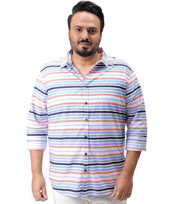 HARDSODA Poly Cotton Regular Fit Striped Full Sleeves Men's Casual Shirt - White ( Pack of 1 )