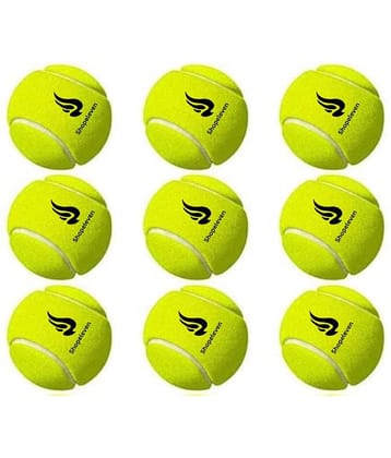 Shopeleven Green Medium Tennis Ball ( Pack of 9 )