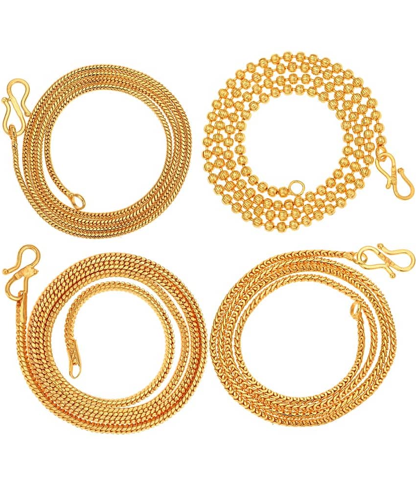 AanyaCentric Combo of 4 Gold Plated 22inches Long Fashion Chain