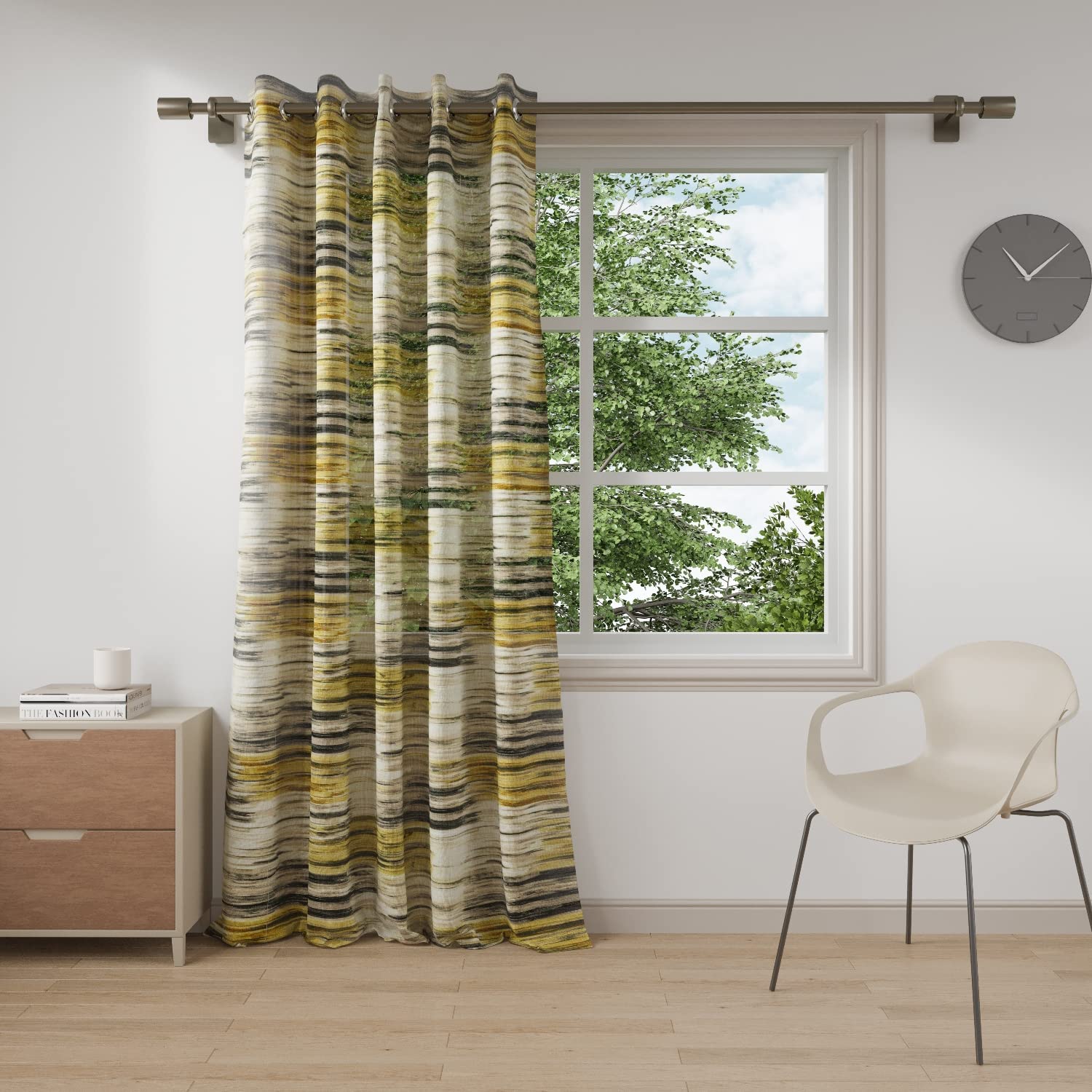 DDECOR - 100% PolyesterJacquard And Woven PatternDoor 7 Ft|135 CM X 225 CM| - Yellow
