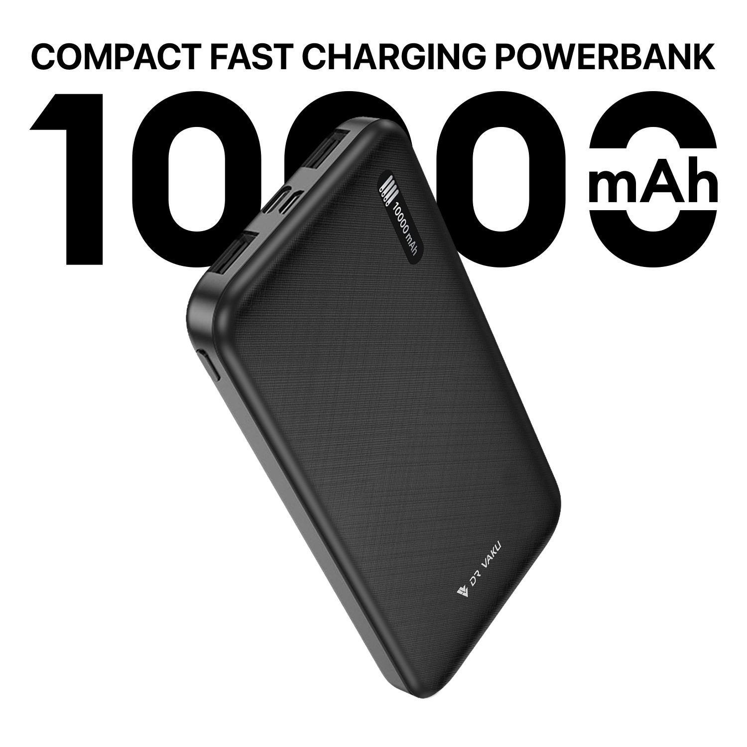 Dr Vaku CYREX 10,000mAh Power Bank with Dual USB Fast Charging - Black