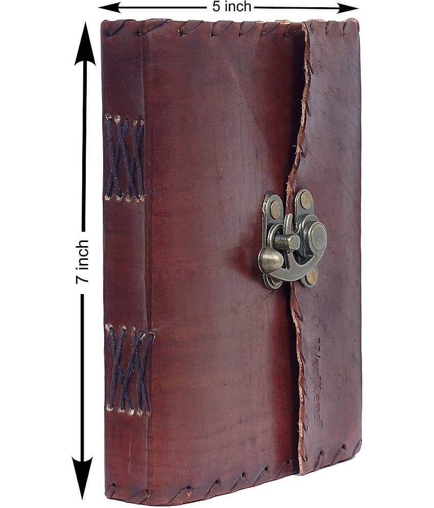 Vintage Leather Diary with Lock A5 Journal Unruled 200 Pages (Brown)