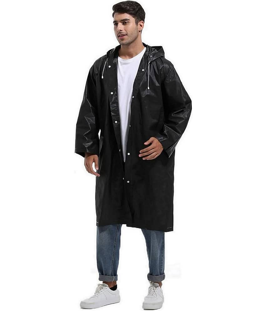 Infispace Black Nylon Men's Raincoat ( Pack of 1 )