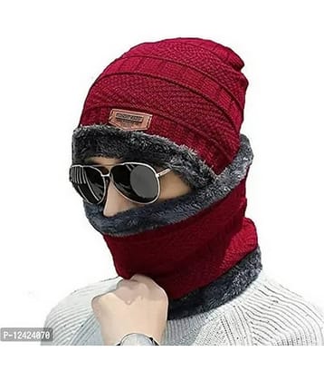 Infispace Red Woollen Men's Cap ( Pack of 1 )