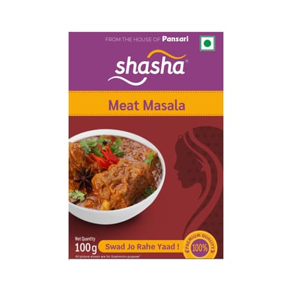Shasha Spices, No artificial colors and No preservatives | Fresh masala, healthy and 100% Natural, Meat Masala - 100g