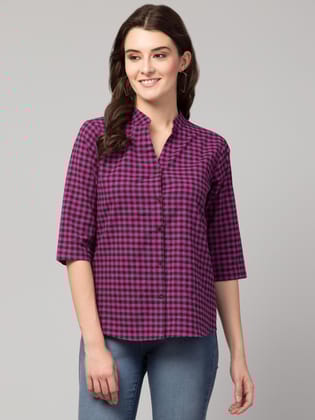 Hive91 Purple Checkered Tunic for Women made of Cotton 3XL