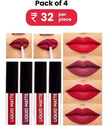 Blushis Non Transfer Mini Lipstick Red ,Purple, Maroon, and Magenta(Pack of 4) 16 ml
