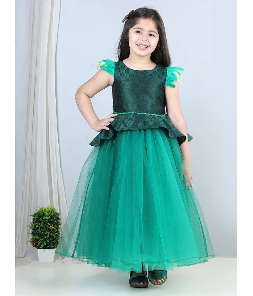 Toy Balloon Kids Net Frock For Girls ( Pack of 1 , Green )
