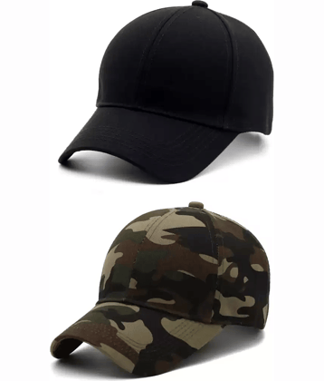 BAYEMA Pack of 2 Cotton Men's Cap ( Black )