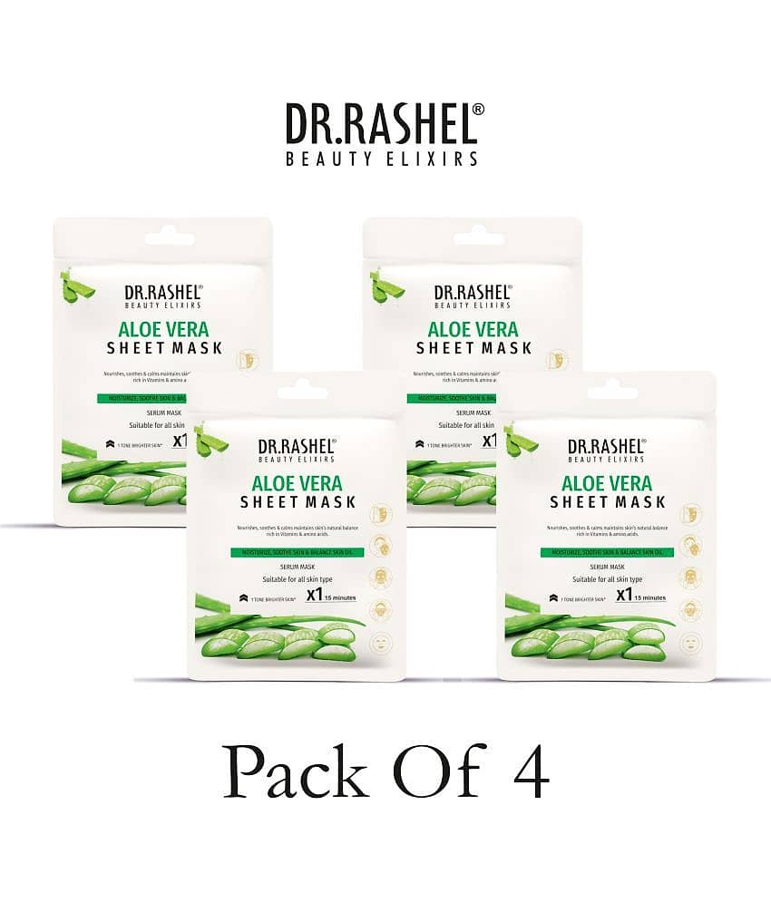 DR.RASHEL Aloe Vera Sheet Mask for Deep Hydration Suits All Skin Types 20 gm each ( Pack of 4)
