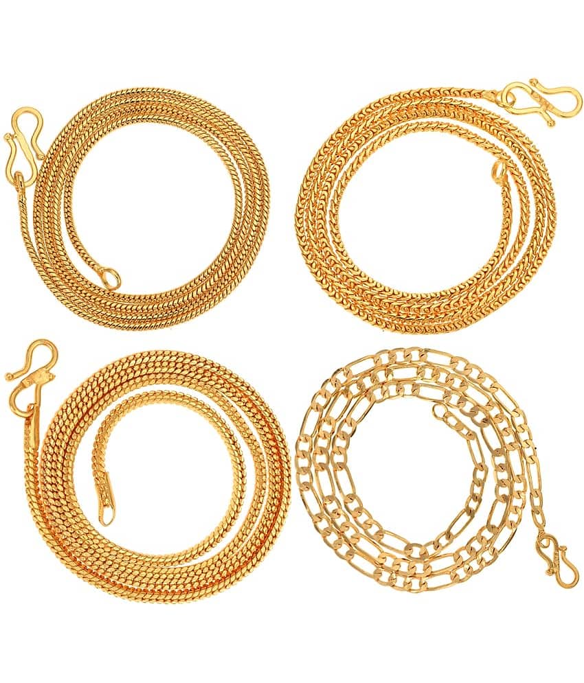 AanyaCentric Combo of 4 Gold Plated 22inches Long Fashion Chain