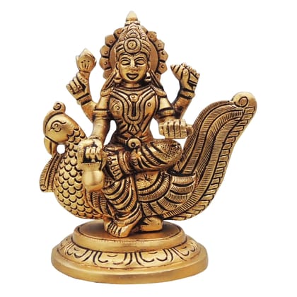 Brass Gayatri Devi Idol – Goddess Gayatri Brass Spiritual Decor, Height : 4.5 Inch (BSMAS1638 G)