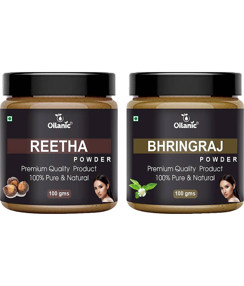 Oilanic 100% Pure Reetha Powder & Bhringraj Powder For Skin Hair Mask 200 g Pack of 2