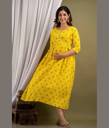 Nevisha Style Yellow Cotton Maternity Kurta