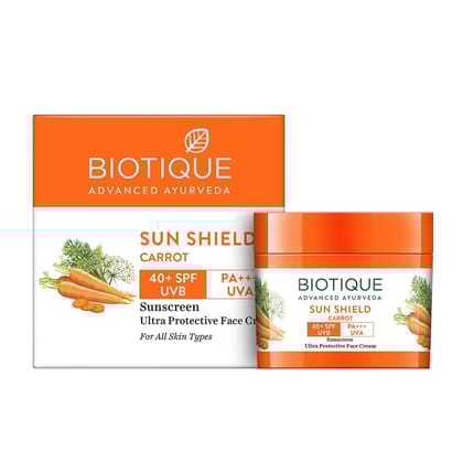 Biotique Sun Shield Carrot 40+ SPF Sun Screen Cream 50g Biotique Sun Shield Carrot 40+ SPF Sun Screen Cream 50g