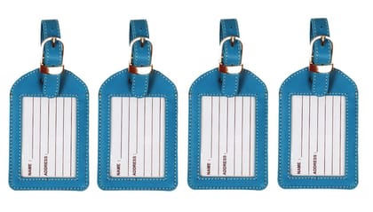 Sukeshcraft Luggage Tags Suitcase Tag Travel Bag Labels 4 Pcs. (Deep Tan)