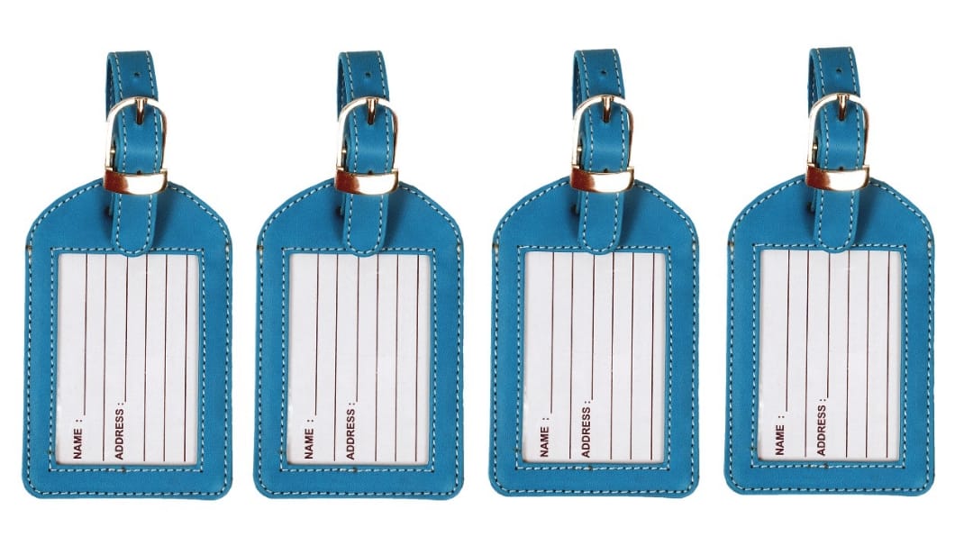 Sukeshcraft Luggage Tags Suitcase Tag Travel Bag Labels 4 Pcs. (Deep Tan)