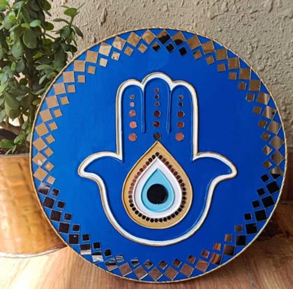 MANDALA  ART  EVIL EYE THEMED WITH POOR RESIN DUST PROOF AND WATER PROOF ART PACK OF ONE  (12" inch)
