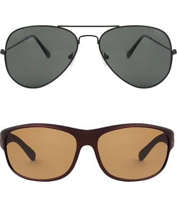 Kanny Devis - Bronze Wrap Around Sunglasses ( Pack of 2 )