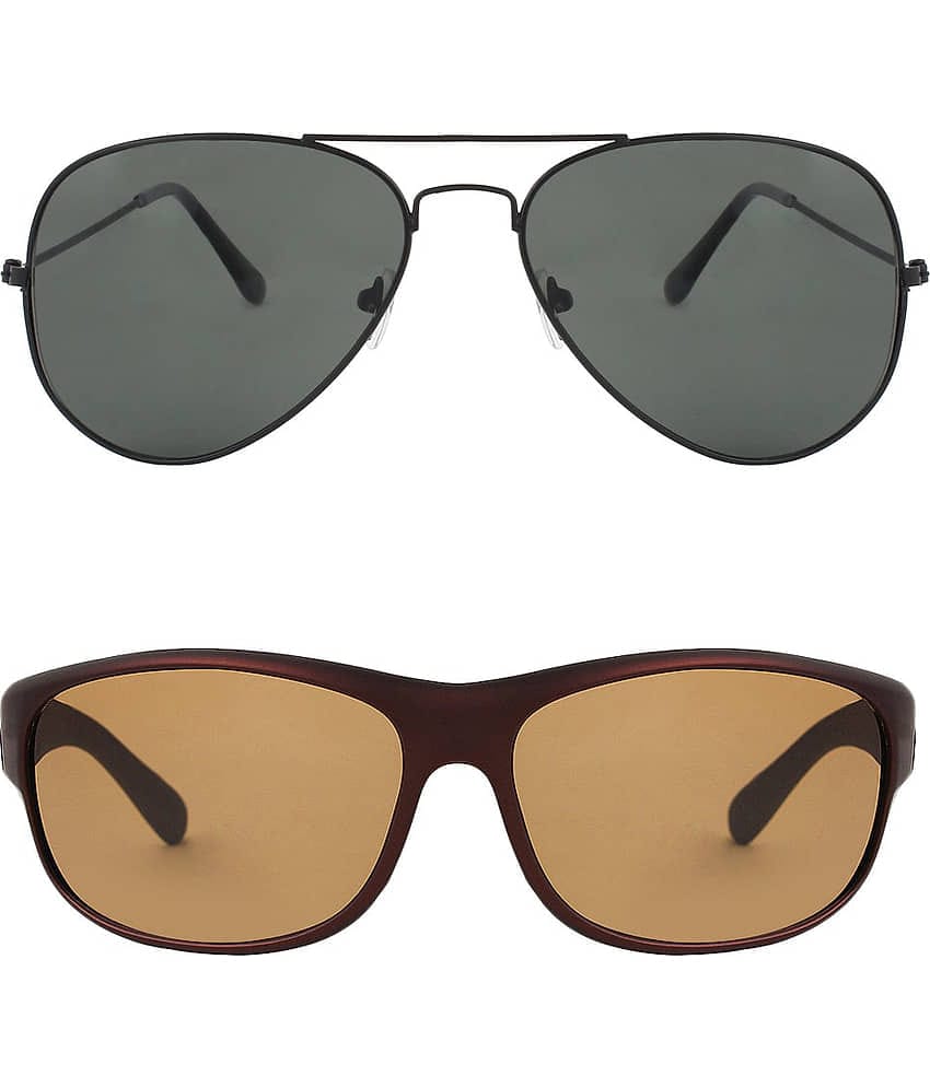 Kanny Devis - Bronze Wrap Around Sunglasses ( Pack of 2 )