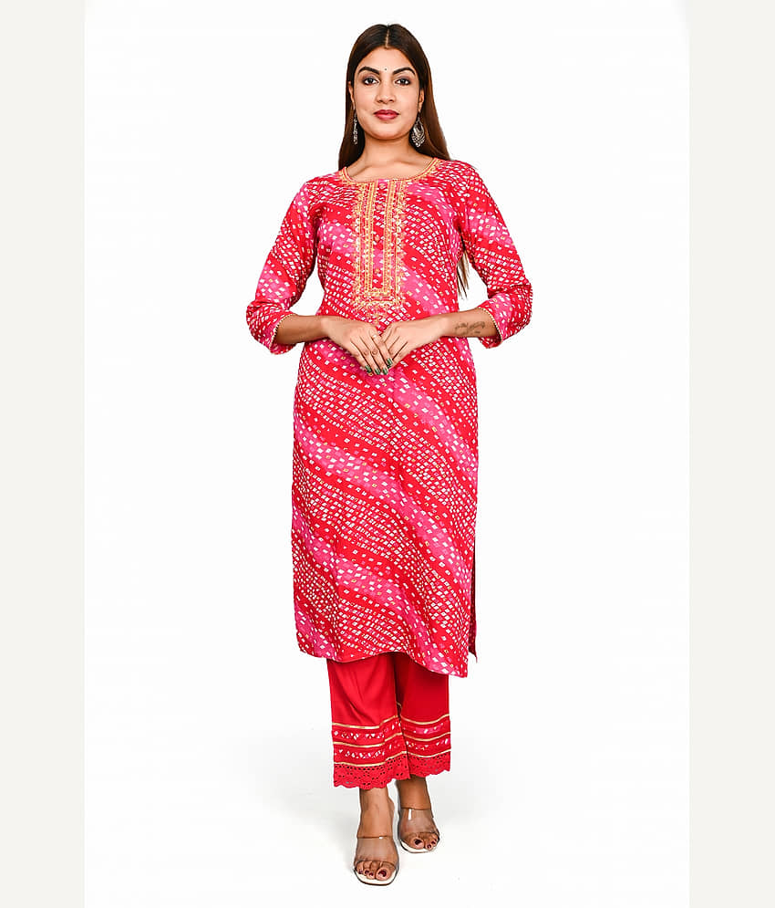 AMIRA'S INDIAN ETHNICWEAR - Pink Rayon Women's Stitched Salwar Suit ( )