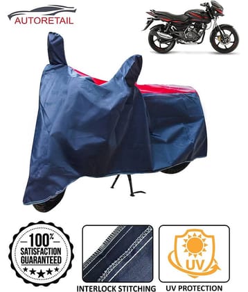 Autoretail Dust Proof Two Wheeler Polyster Cover With (Mirror Pocket) for Bajaj Pulsar 135 with Buckle Lock (Red & Blue)