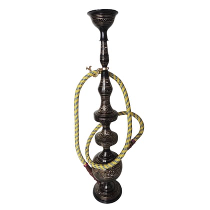 Brass Hookah | Handmade Metal Hukka, Height : 24.4 Inch (FMAS673 G)